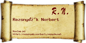 Rezsnyák Norbert névjegykártya